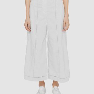 New Theory White Embroidered Eyelet Wide Leg Culotte Pants